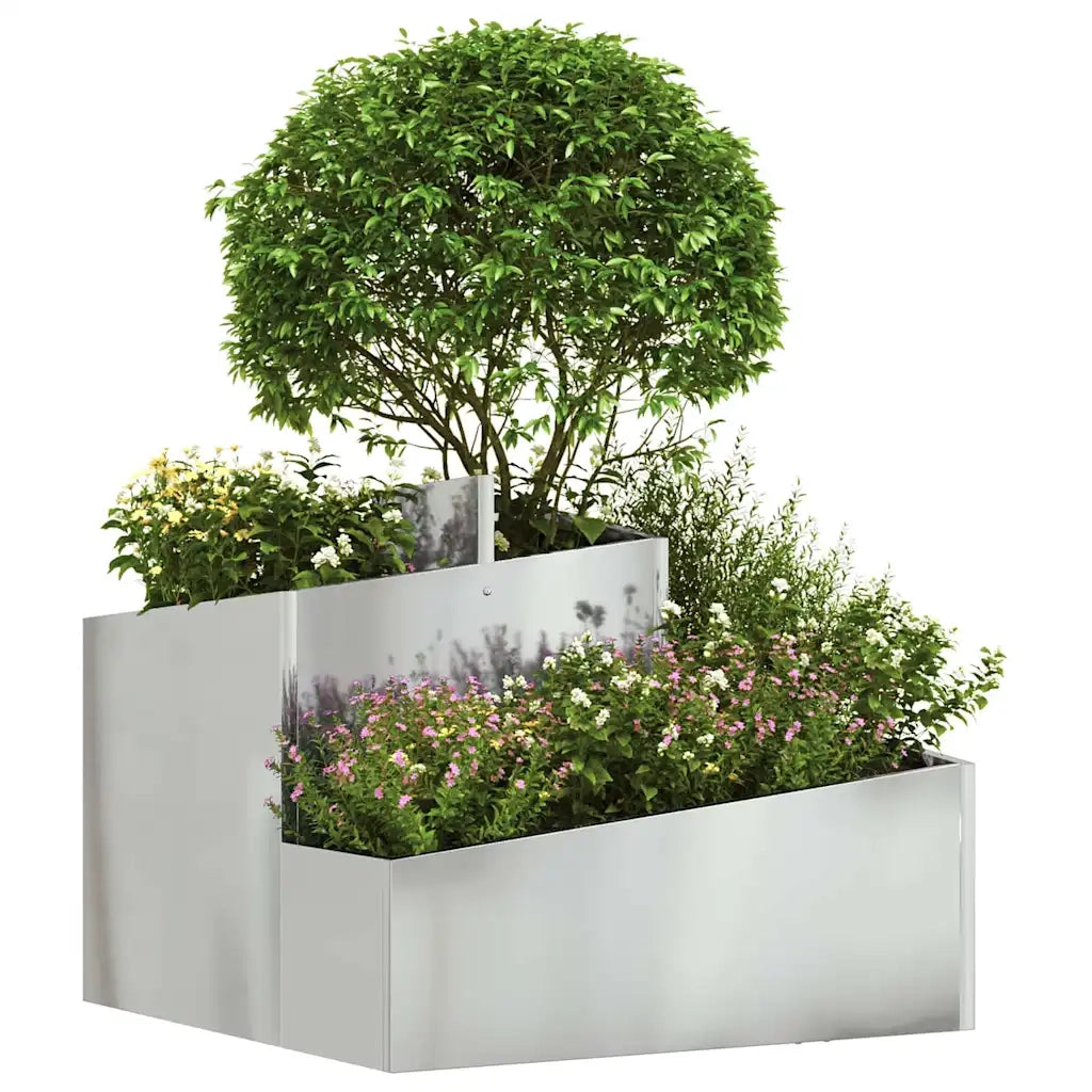 Vaso da giardino-Fioriera da Esterno-Contenitore per Piante Argento 60 x 60 x 50 cm Acciaio zincato