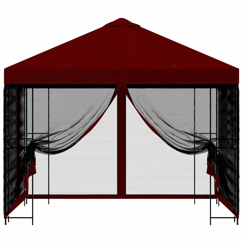 Gazebo da giardino con pareti laterali 3 x 3 m Borgogna 900347