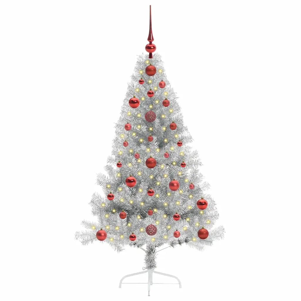 Albero di Natale artificiale con luci integrate Argento 120 cm 3397180