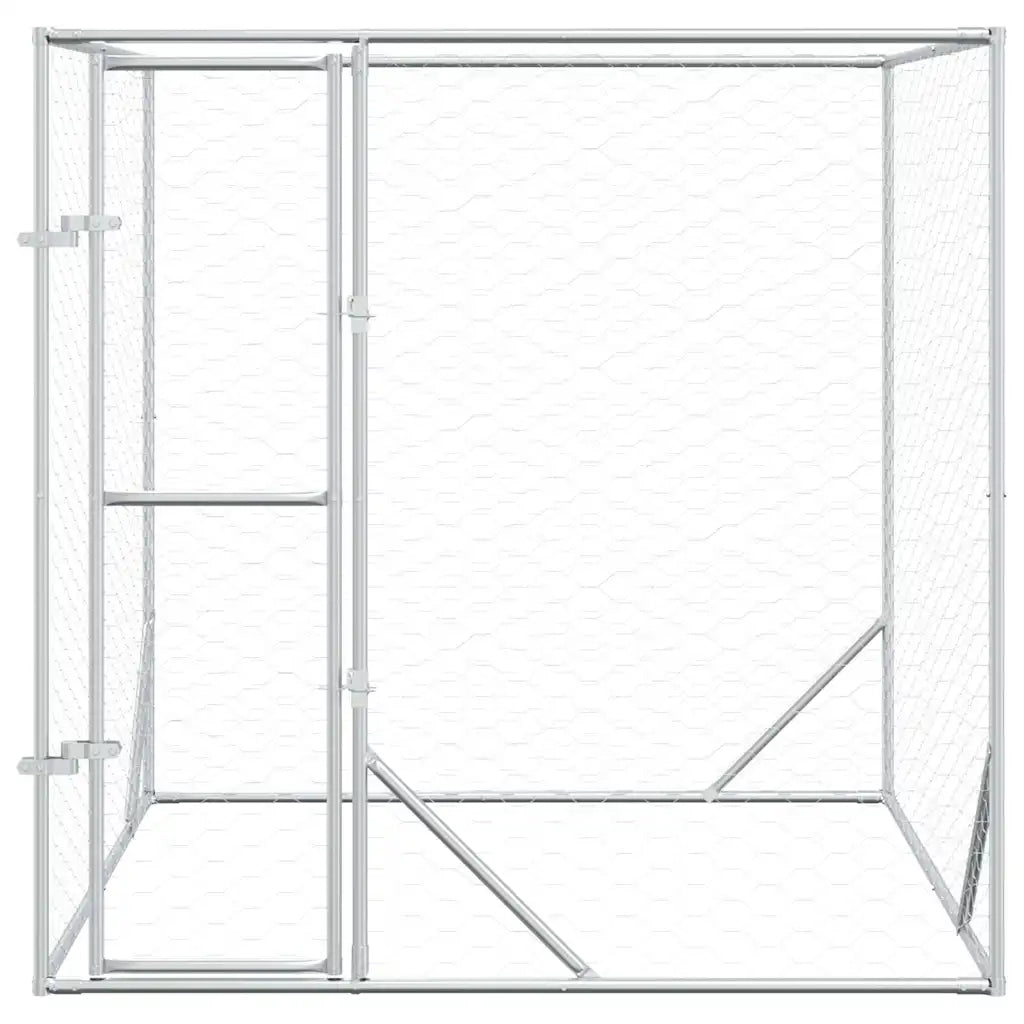 Cuccia per Cani da Esterno Argento 2x2x2 m Acciaio Zincato 153674