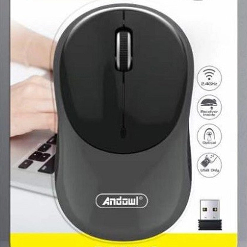 Trade Shop - Mouse Ottico Senza Fili Wireless Usb 3200 Dpi 2,4ghz Ergonomico Vari Colori Qm64 -
