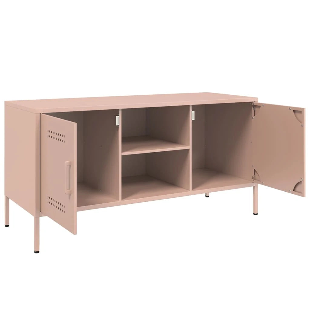 Mobile TV multimediale mensola TV credenza TV sala da pranzo soggiorno camera da letto rosa 100,5 x 39 x 50,5 cm acciaio rosa 02_0028282
