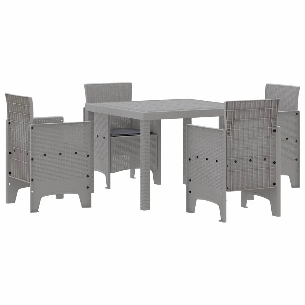 Set da Pranzo per Giardino 5 pcs Grigio chiaro Polipropilene