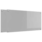 Set di 2 paraschizzi da cucina resistenti al calore 100 x 50 cm design moderno facile da installare vetro temperato grigio chiaro 02_0056236