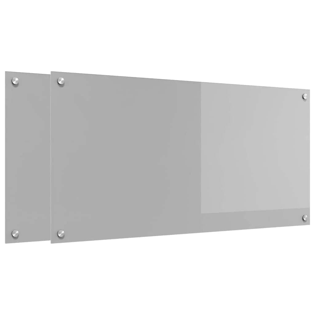 Set di 2 paraschizzi da cucina resistenti al calore 100 x 50 cm design moderno facile da installare vetro temperato grigio chiaro 02_0056236