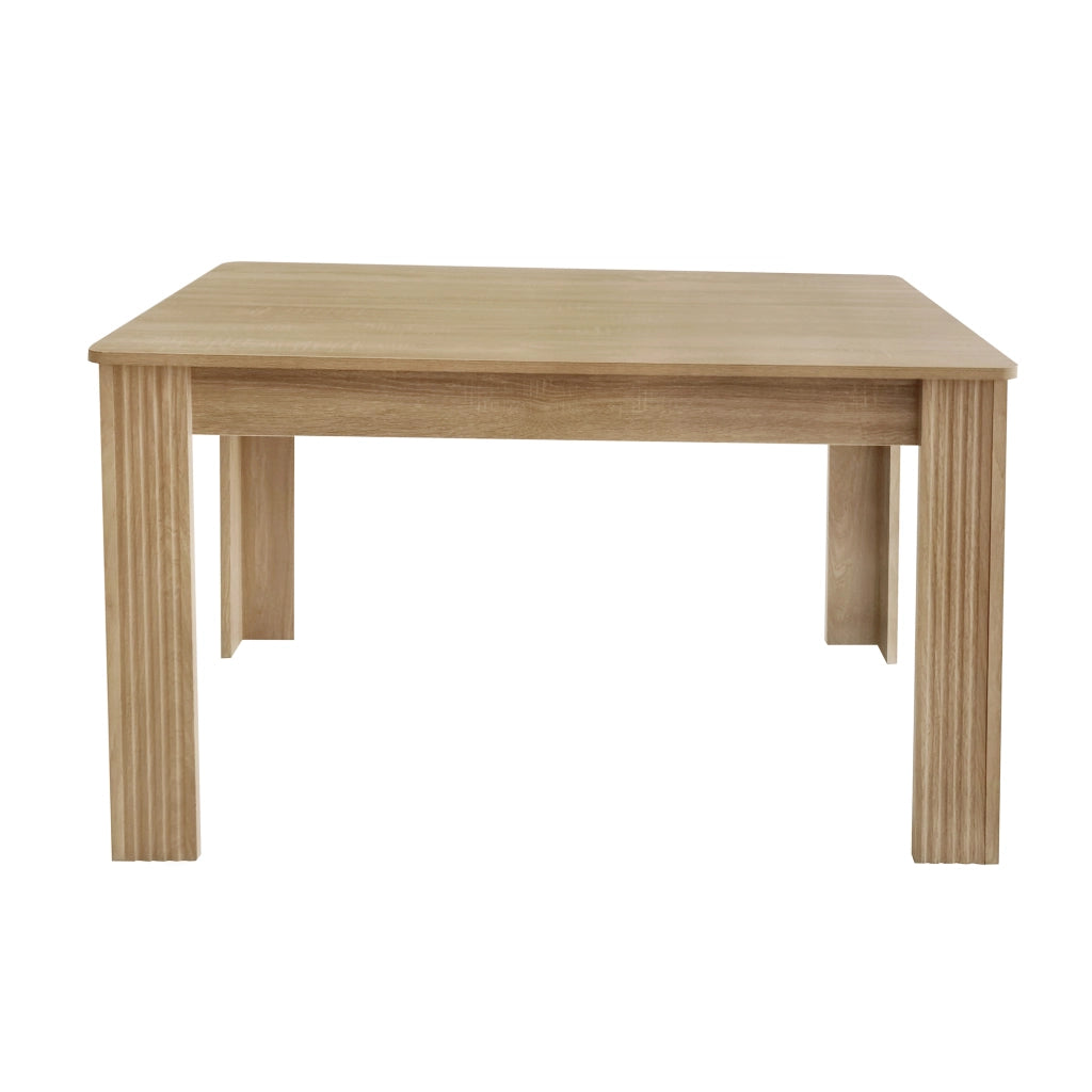 Tavolo da pranzo rettangolare con 4 gambe spesse design moderno effetto legno per sala da pranzo in truciolato rovere