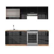 Vicco Cucina componibile Antracite lucido/oro power oak 240 cm senza piano di lavoro