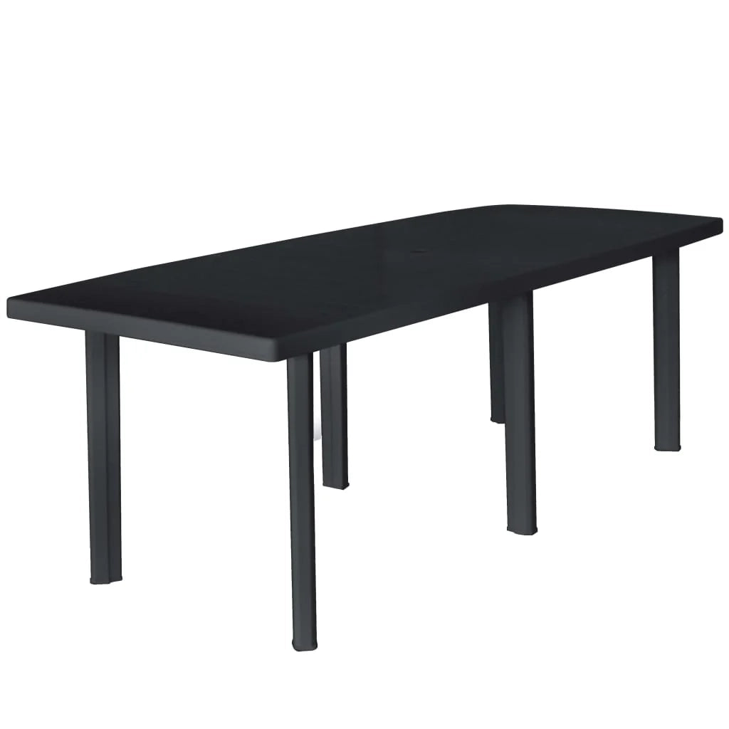 Set da pranzo da giardino per esterni in plastica antracite da 11 pezzi 02_0013571