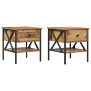Set di 2 Comodini | Armadio da Notte | Mobiletto da notte con cassetto Legno vecchio 40 x 42 x 45 cm
