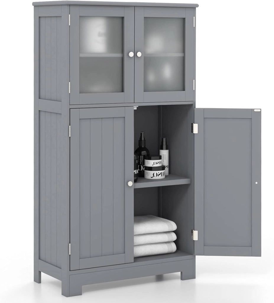 Colonna da bagno con 2 armadio a porta, mobile da bagno con 1 ripiano regolabile, armadio per soggiorno, WC, camera da letto, cucina, 60 x 30 x 109 cm (grigio)