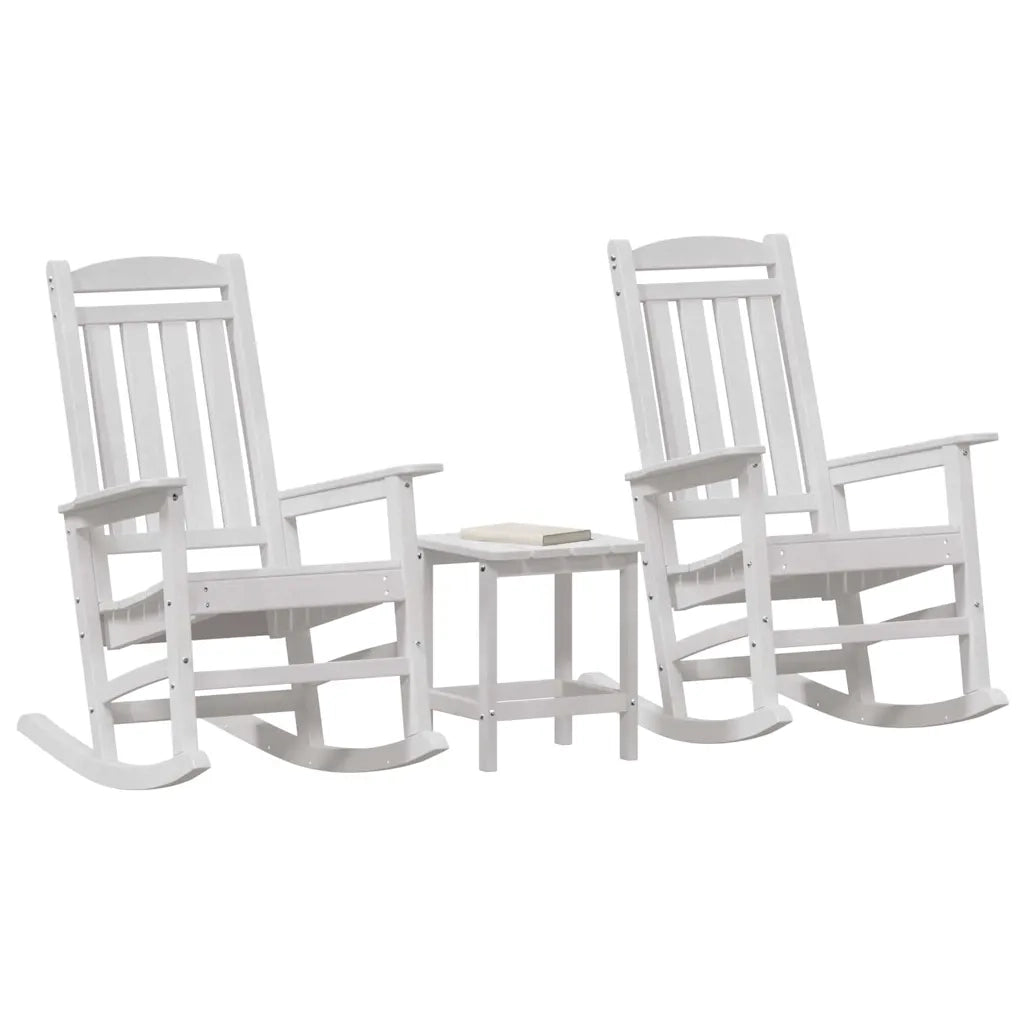 Sedia a dondolo 3 pcs Bianco Polietilene 3335814
