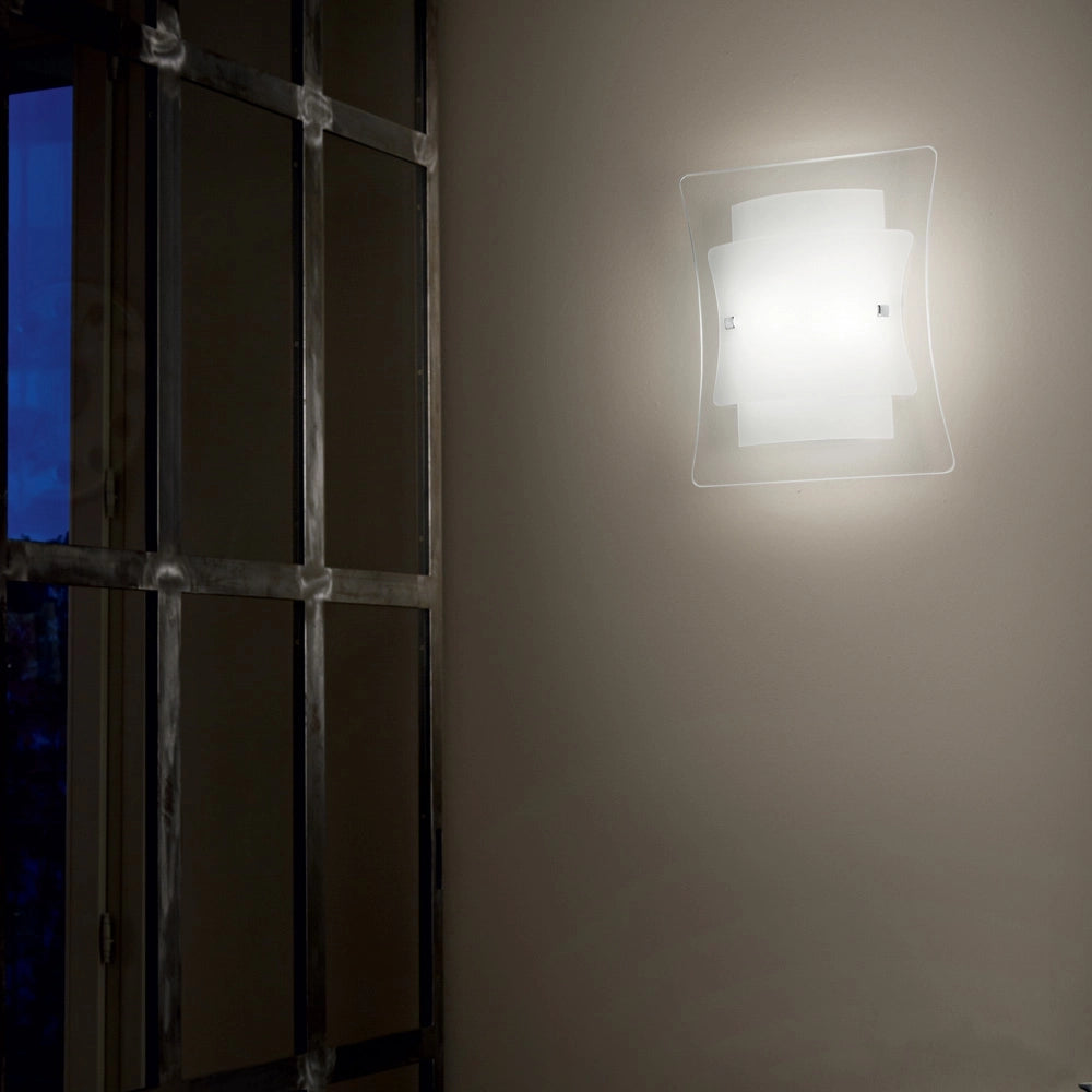 Applique Moderna Triplo Vetro Bianco 1 Luce E27