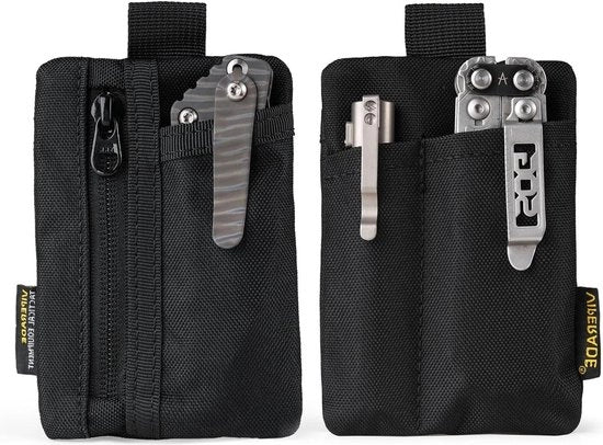 Mini tas organizzatore per uomo con 4 tasche - Tas multitool per chiavi - Borsa mini in tessuto nero