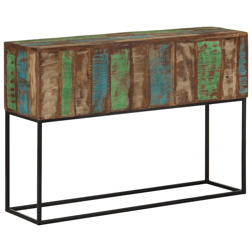 Tavolo Consolle 110x30x75cm Legno Massello di Recupero e Ferro 376068