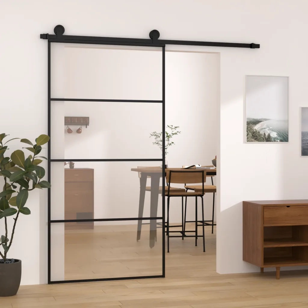 Porta Scorrevole con Ferramenta 102,5x205cm Vetro ESG Alluminio 3152150