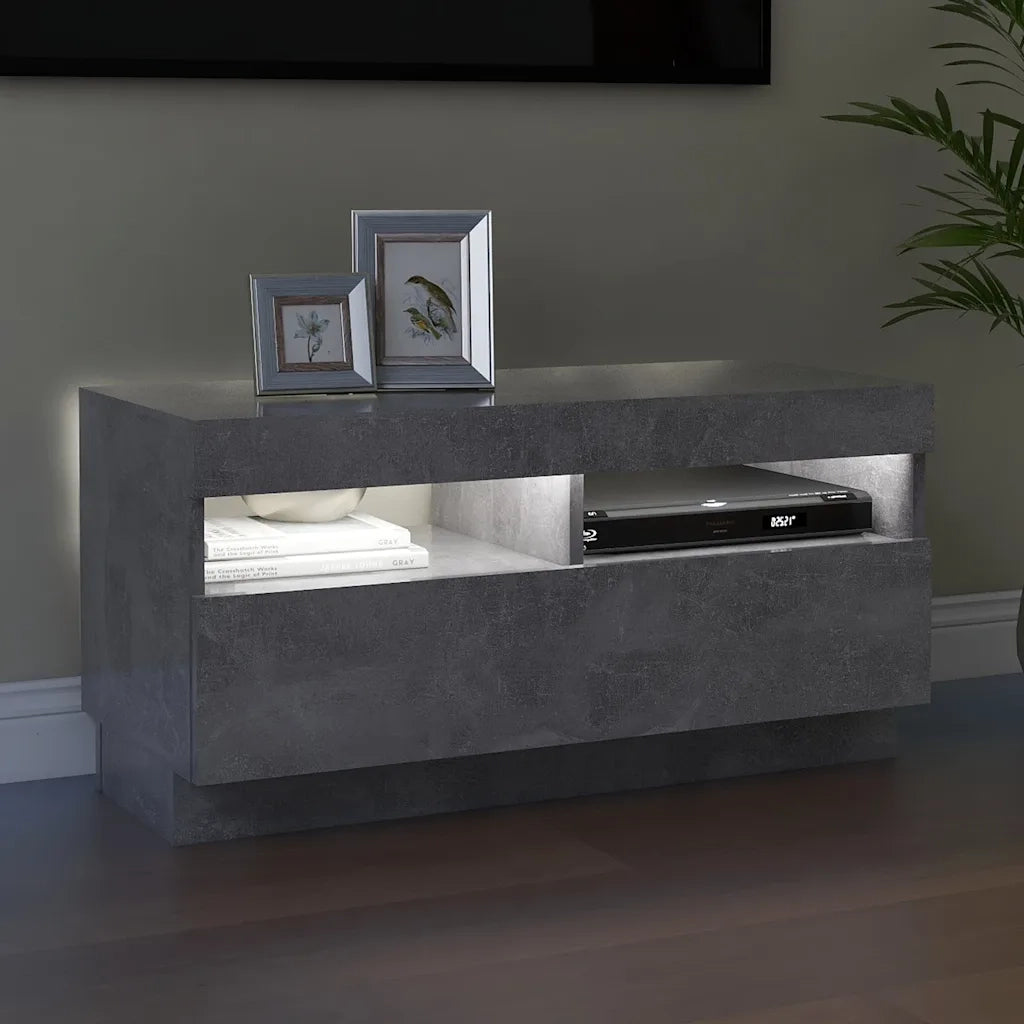 Mobile Porta TV con Luci LED Grigio Cemento 80x35x40 cm 804449