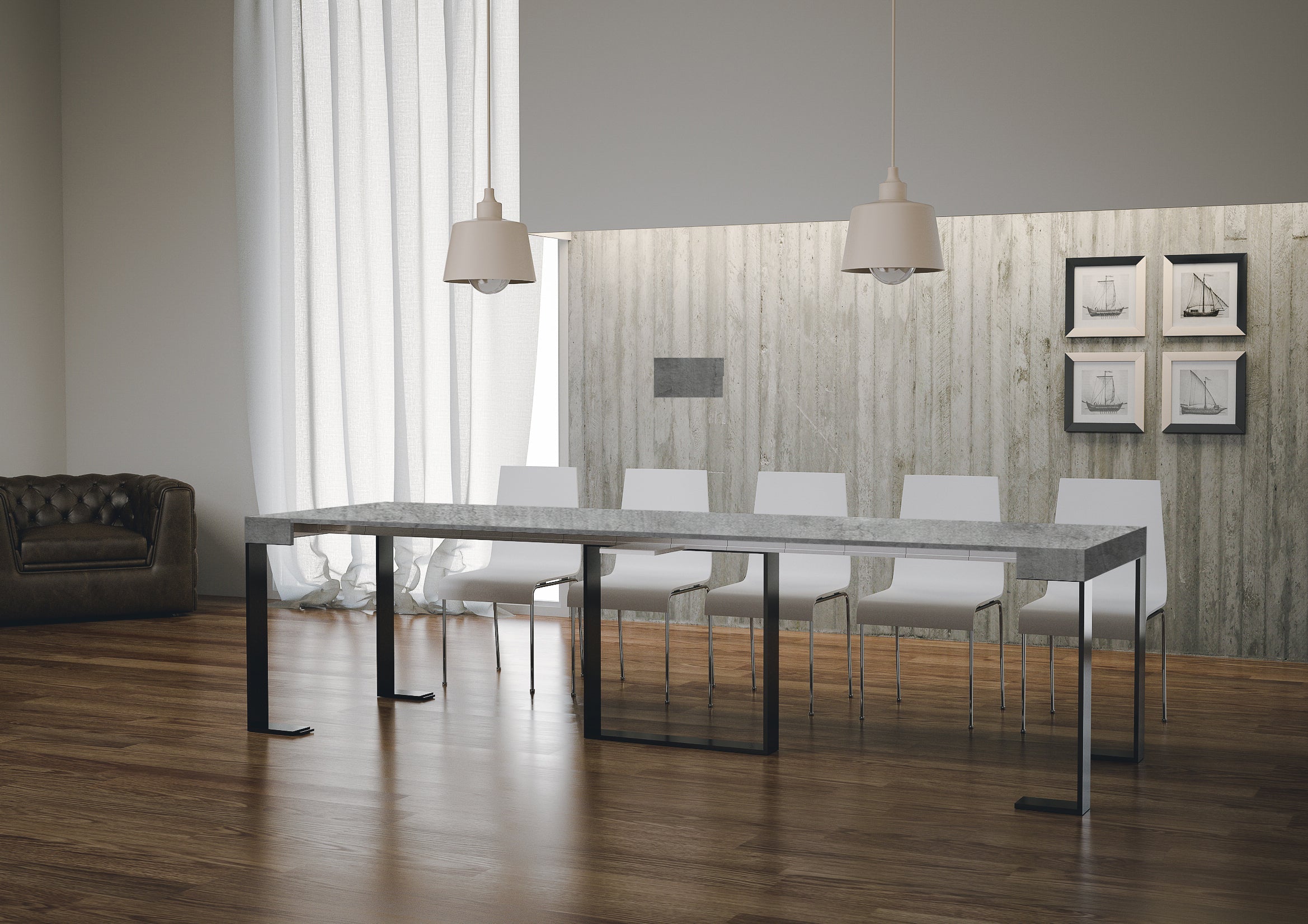 Consolle Allungabile 90-300x40x77 cm in Nobilitato Grigio