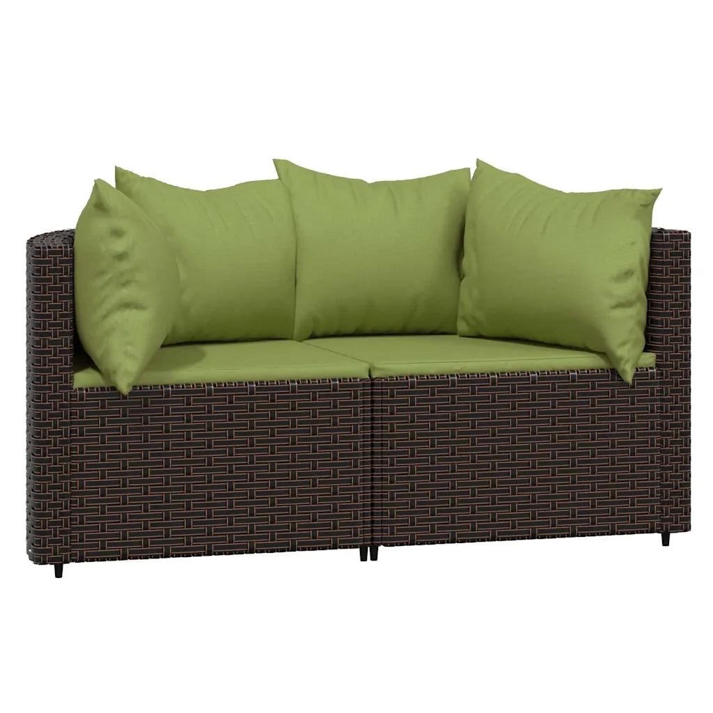 vidaXL Divani Angolari da Giardino con Cuscini 2pz Polyrattan Marrone