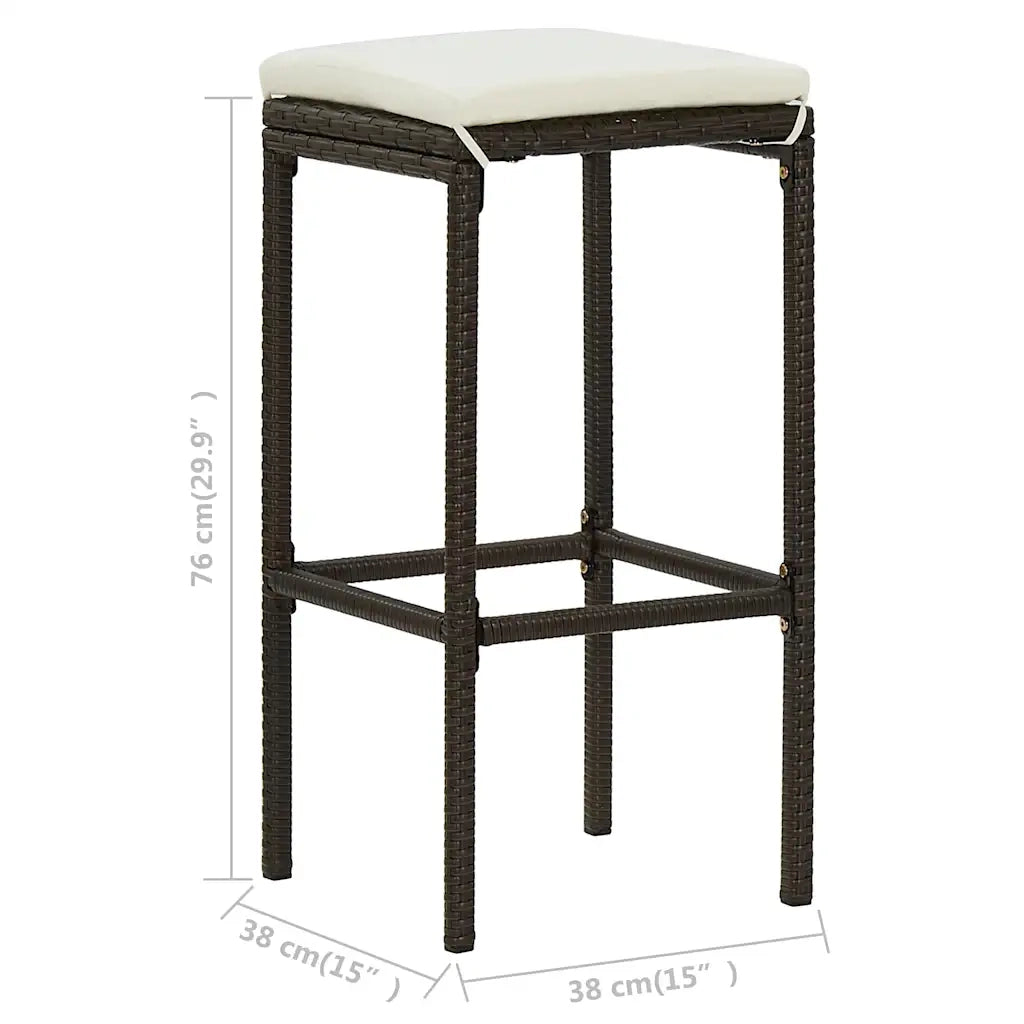 Sgabelli da Bar con Cuscini 6 pz Marroni in Polyrattan 313448