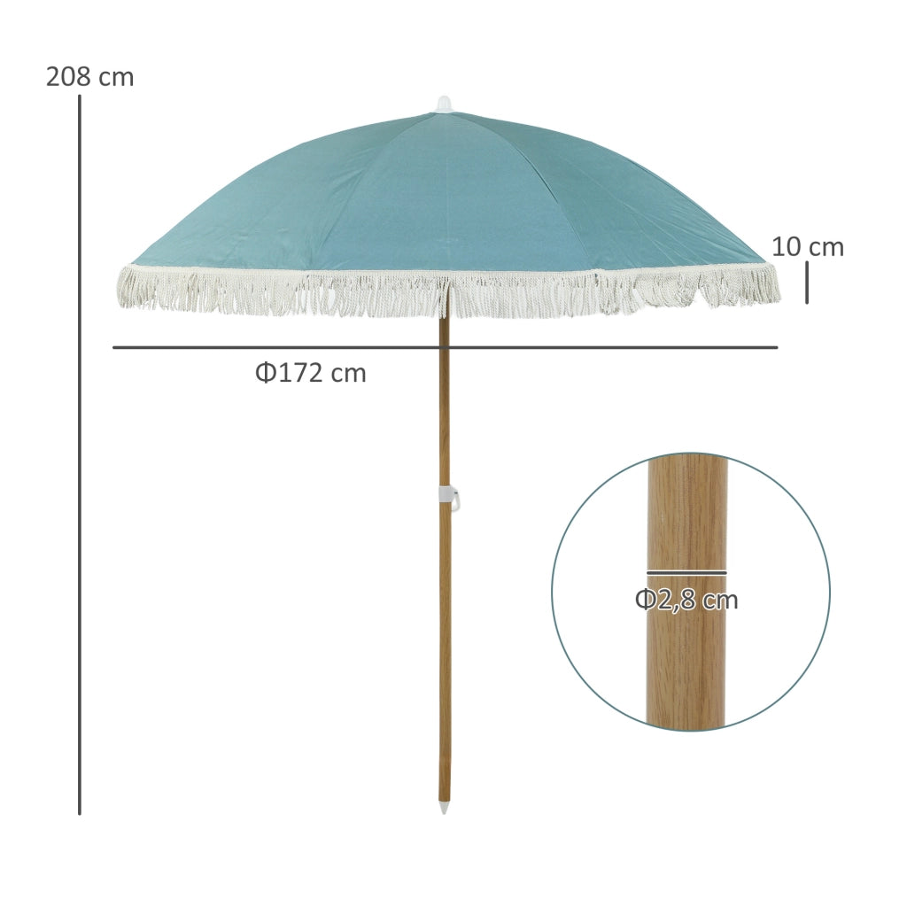 Ombrellone da giardino ¨C zephmum ¨C effetto legno, ? 170 cm, regolabile, blu chiaro
