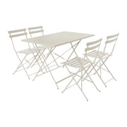 Set tavolo da giardino pieghevole in acciaio con 4 sedie, 110cm, beige