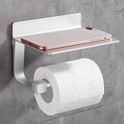 Sostegno per carta igienica, sostegno per carta igienica autoadesivo con struttura in alluminio, supporto per telefono per cucina e bagno, argento