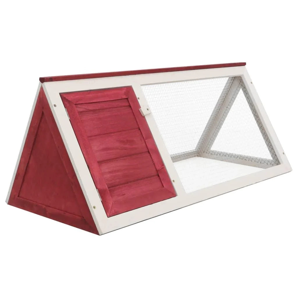 Conigliera per piccoli animali 98 x 50 x 41 cm legno rosso e bianco 02_0000615