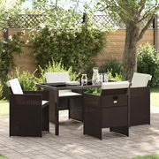 Set da Pranzo per Giardino 5 pcs Marrone polyrattan 3380602