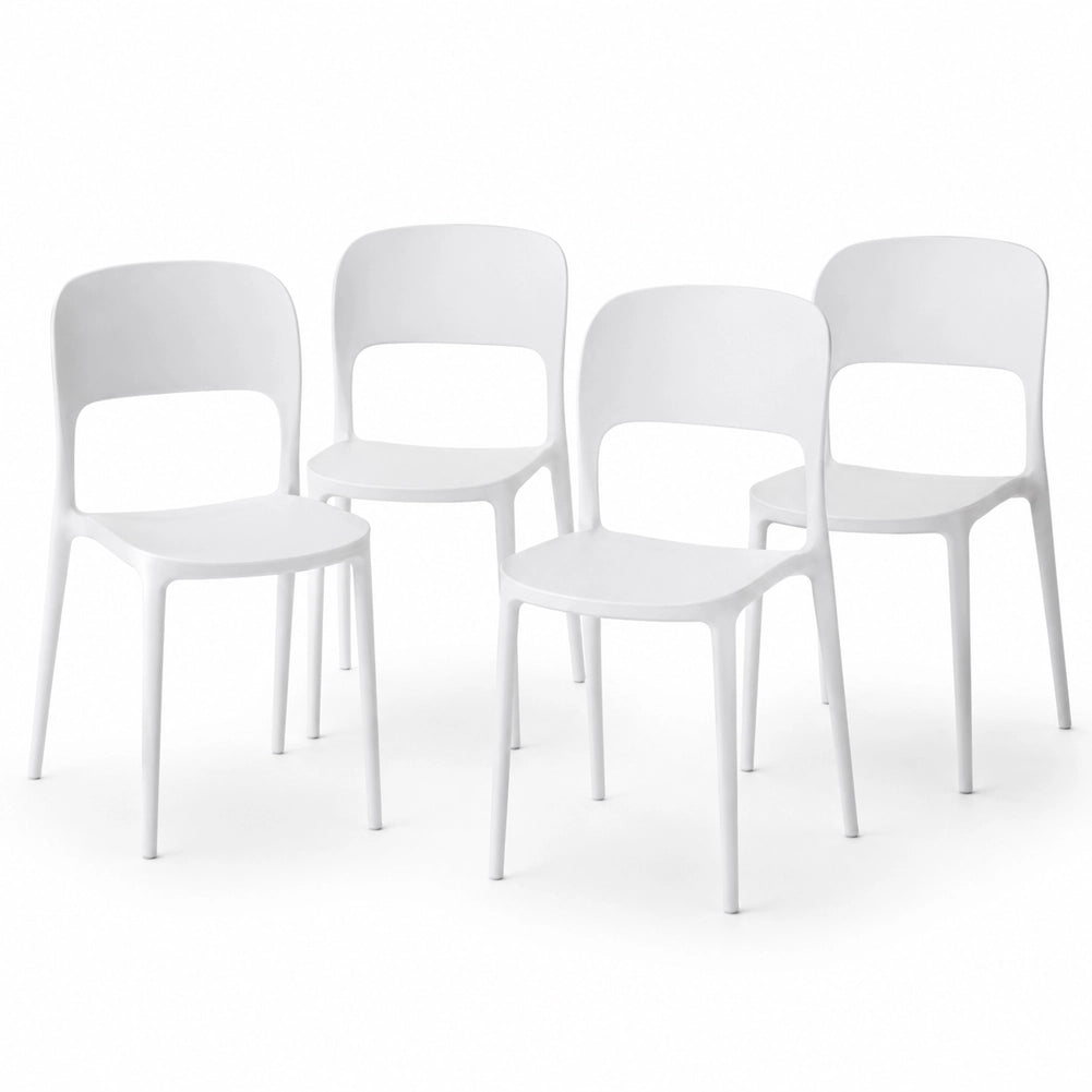 Set 4 Sedie da Pranzo Impilabili 40x45x80 cm Modello Stoccolma in Polipropilene Bianco