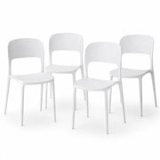 Set 4 Sedie da Pranzo Impilabili 40x45x80 cm Modello Stoccolma in Polipropilene Bianco