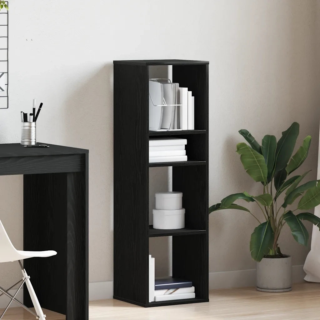 Libreria-Scaffale per Libri-Mobile di Stoccaggio Nera 34x31x112 cm in Legno Multistrato
