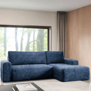 Folgarida, Divano Letto con Penisola Contenitore, 268x163 cm blu