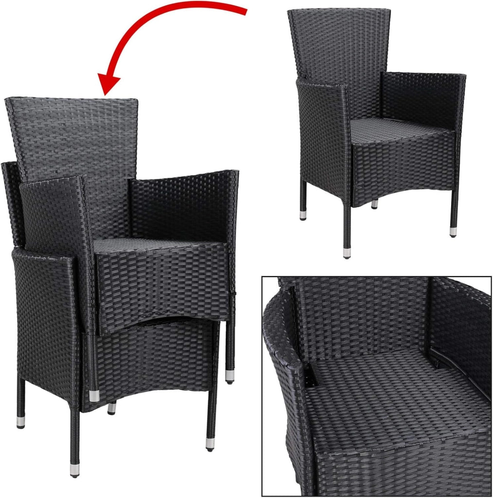 Casaria Set Mobili Balcone Tavolo e 2 Sedie in Polyrattan da Giardino Esterno Terrazza Outdoor