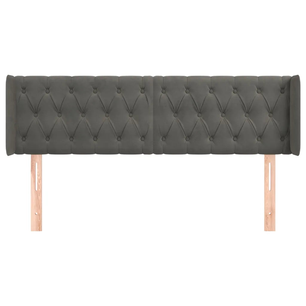 Testiera | Testata ad Orecchio Grigio Scuro 147x16x78/88 cm in Velluto