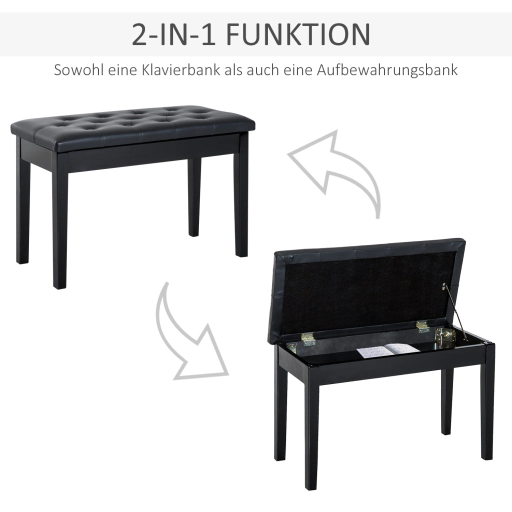 PANCA Pianoforte stile tradizionale 80x39x16 cm Legno Nero