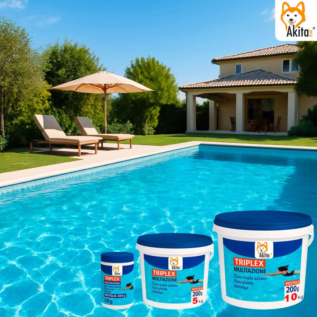Akitaink Triplex Cloro 3 in 1 Piscina 5 kg Pastiglie 200g