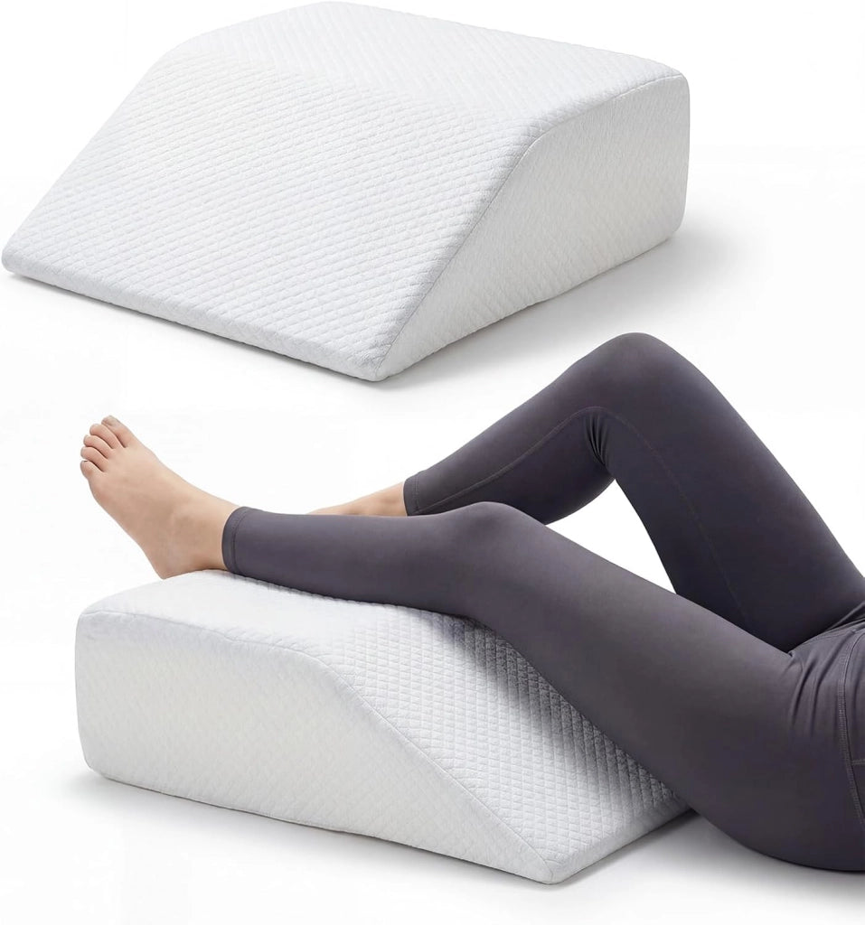 Cuscino per Gambe, Cuscino a Cuneo di Memory Foam, con Rivestimento Traspirante Smontabile, Cuneo in Schiuma per Dopo un Intervento Chirurgico Gravidanza e Lesione (Bianco)