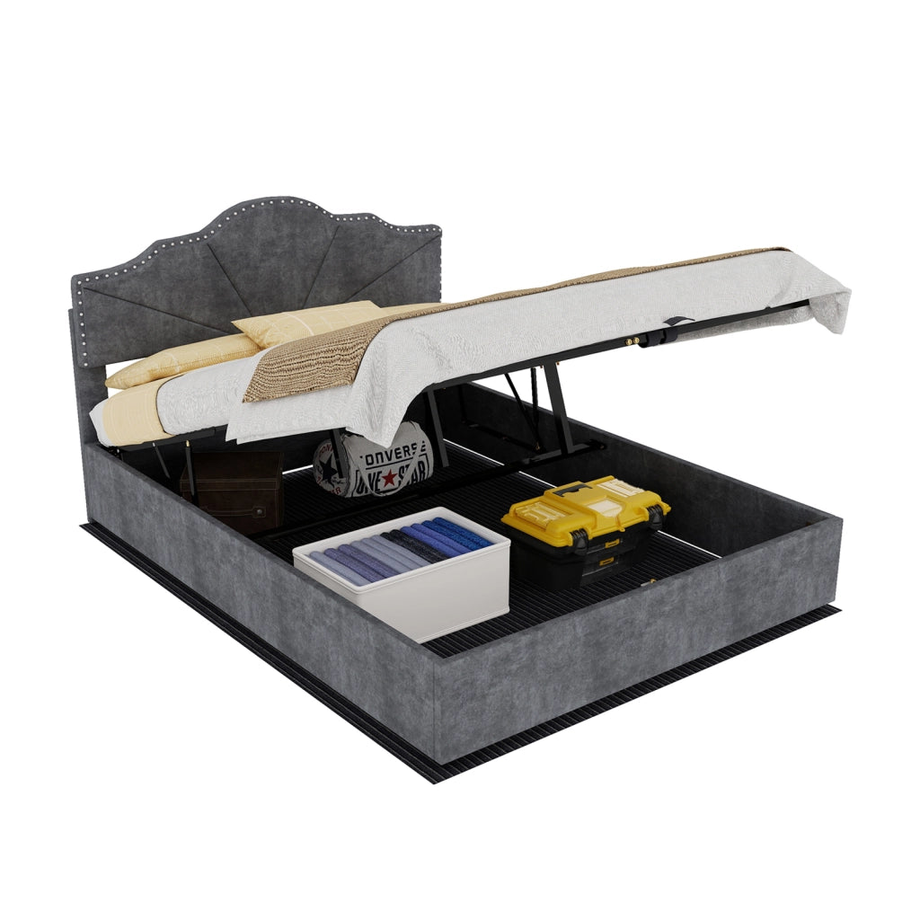 letto moderno in tessuto e metallo grigio 140 x 200 cm