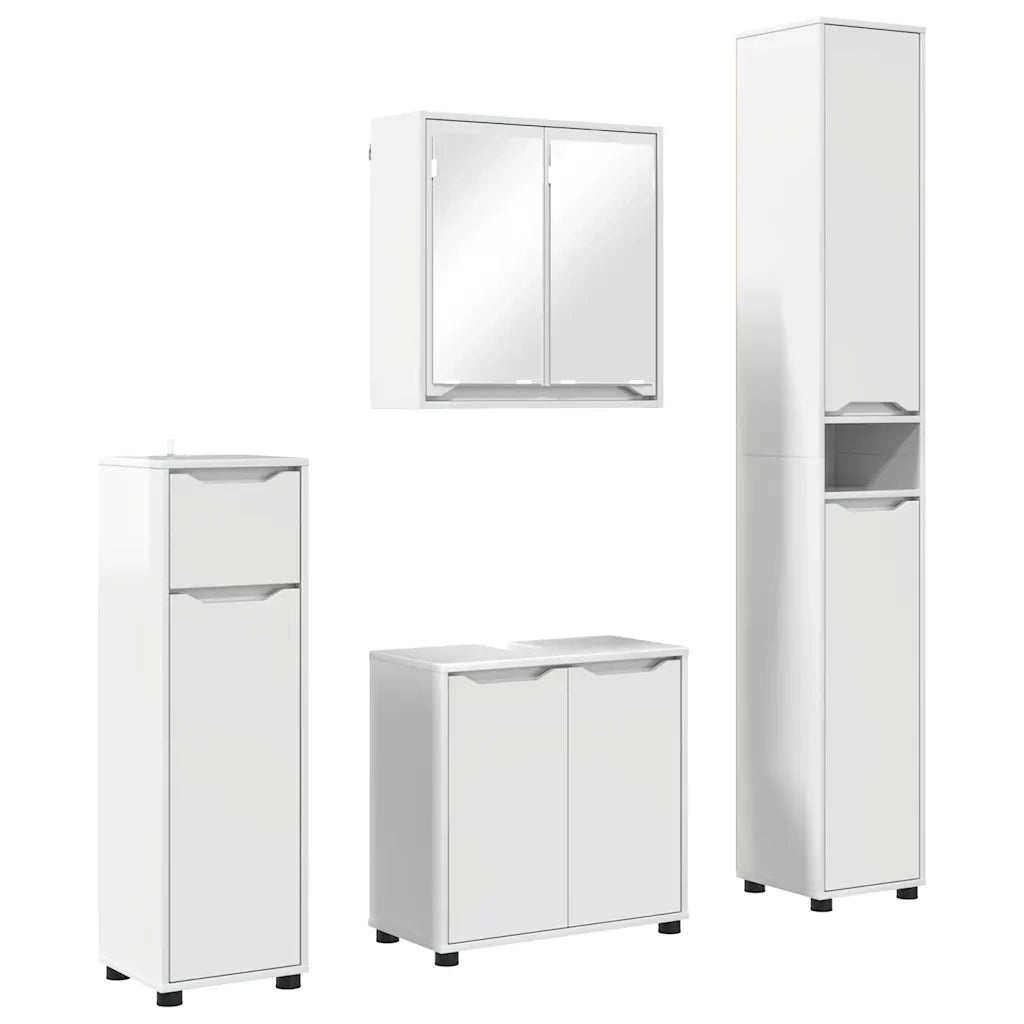 Set di mobili per il bagno con cassetto 4 pcs Bianco Lucido