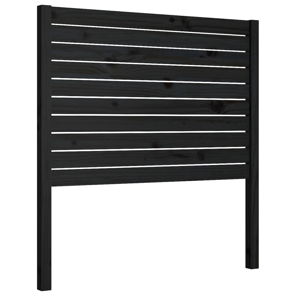 Testiera | Testata per Letto Nera 81x4x100 cm in Legno Massello di Pino