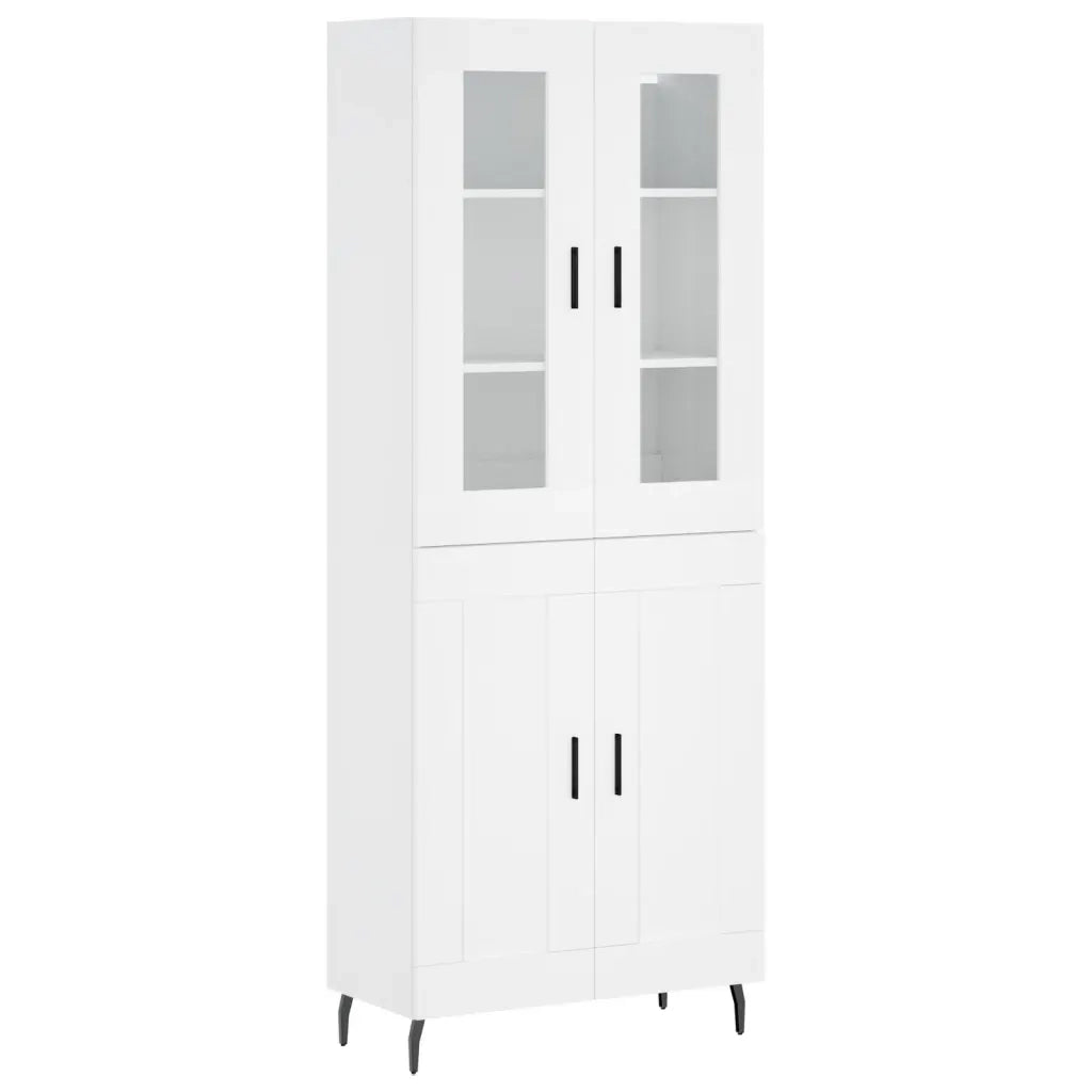 Credenza-Buffet-Armadio da cucina Bianca 69,5x34x180 cm in Legno Multistrato 628769
