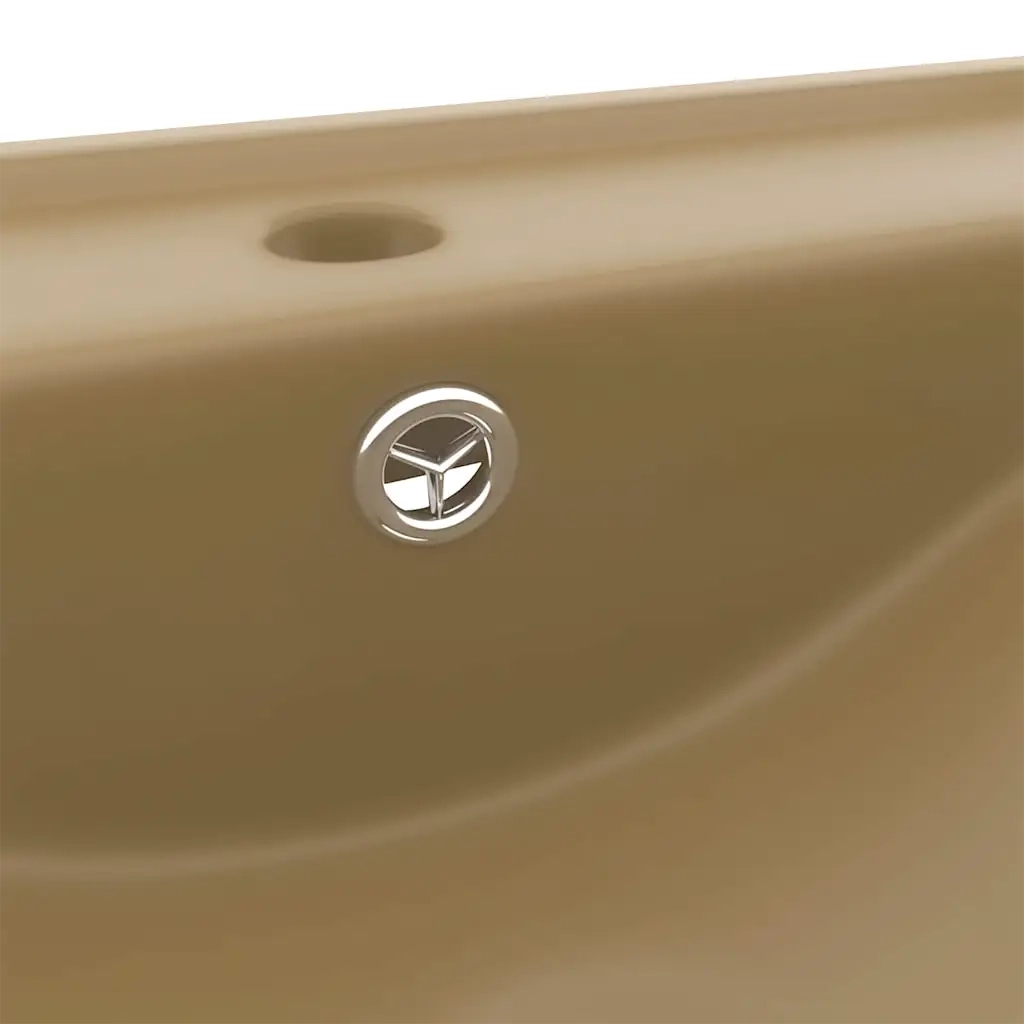 Lavandino con Foro Rubinetto Crema Opaco 60x46 cm in Ceramica 147029