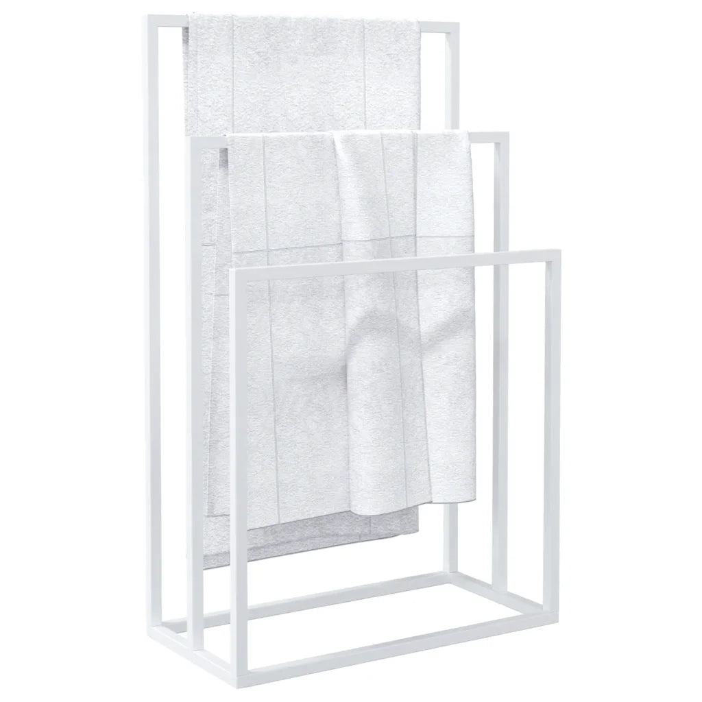 Portasciugamani da Pavimento Bianco 48x24x79cm in Ferro 343091