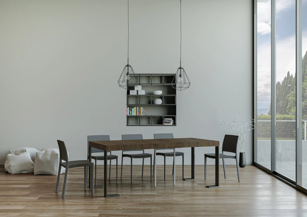 Consolle allungabile 90x40/300 cm Tekno Premium Noce telaio Antracite