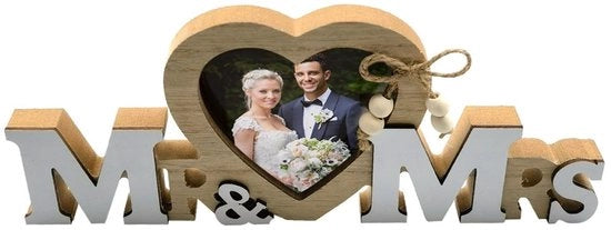 Scultura fotografica a forma di cuore - Decorazione per matrimoni - Regalo di nozze - Festa di fidanzamento - Anniversario - Materiale di alta qualità, legno 25 cm