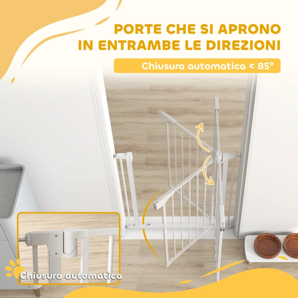 Cancello di Sicurezza per Bambini e Animali 76-82x76 cm Chiusura Automatica e Montaggio a Pressione Bianco