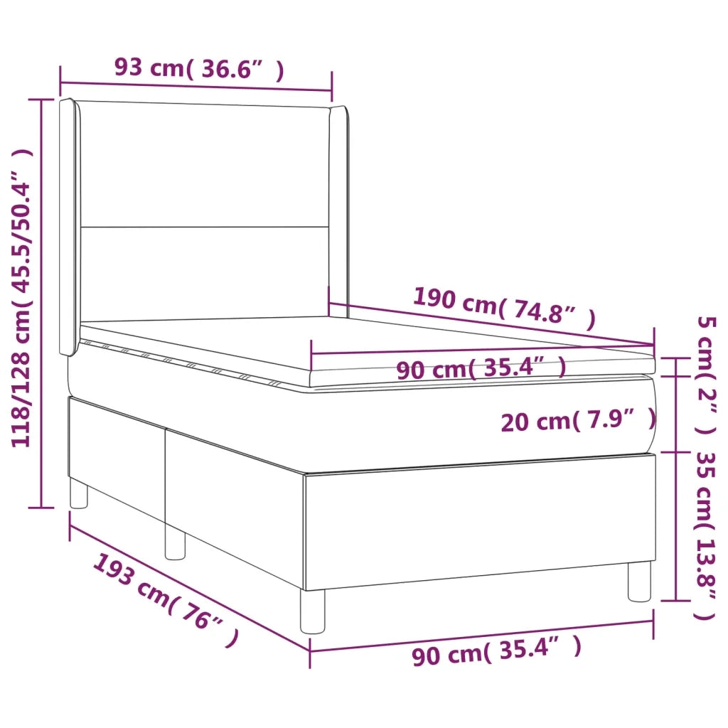 Giroletto a Molle con Materasso Rosa 90x190 cm in Velluto