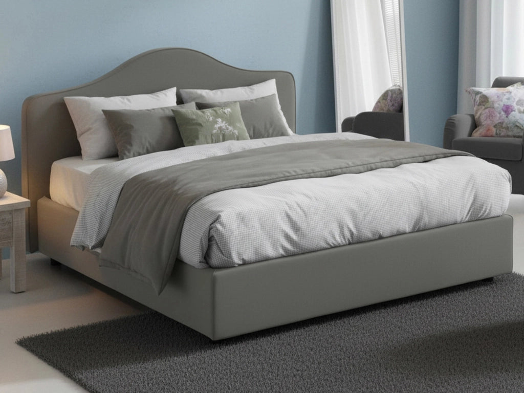 Letto Matrimoniale Alborella, Letto Matrimoniale Sfoderabile Made in Italy, Grigio