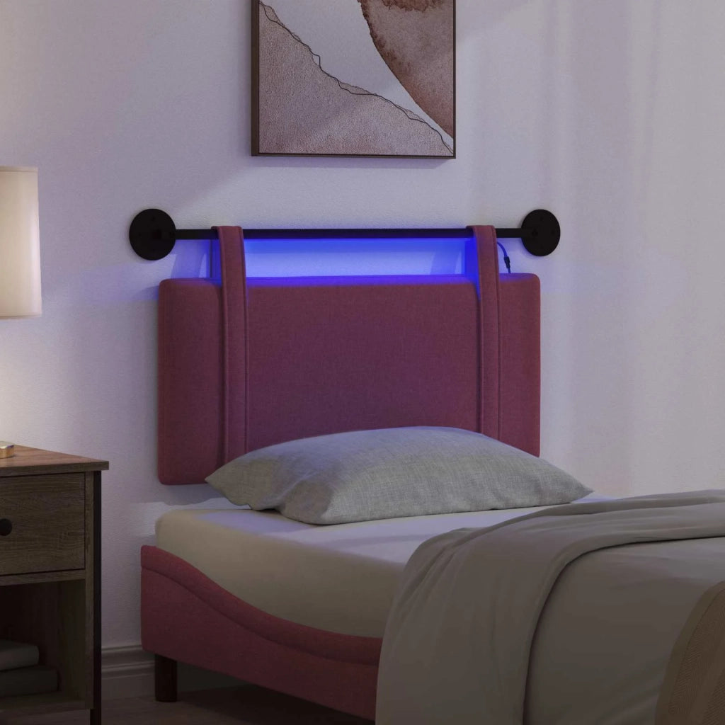 Testiera | Testata sospesa Con luce LED Rosso Vino Tessuto