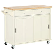 Isola per Cucina 110x49,5x89,5 cm con Cassetti Armadietto e Portasciugamani in Legno e MDF Bianco